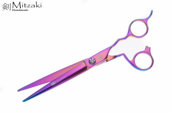 Mitzaki-rainbow700, 7.0 Zoll Haarschneideschere, für alle Schneidtechniken geeignet, titanium-colourierte Oberfläche, HOHLSCHLIFF